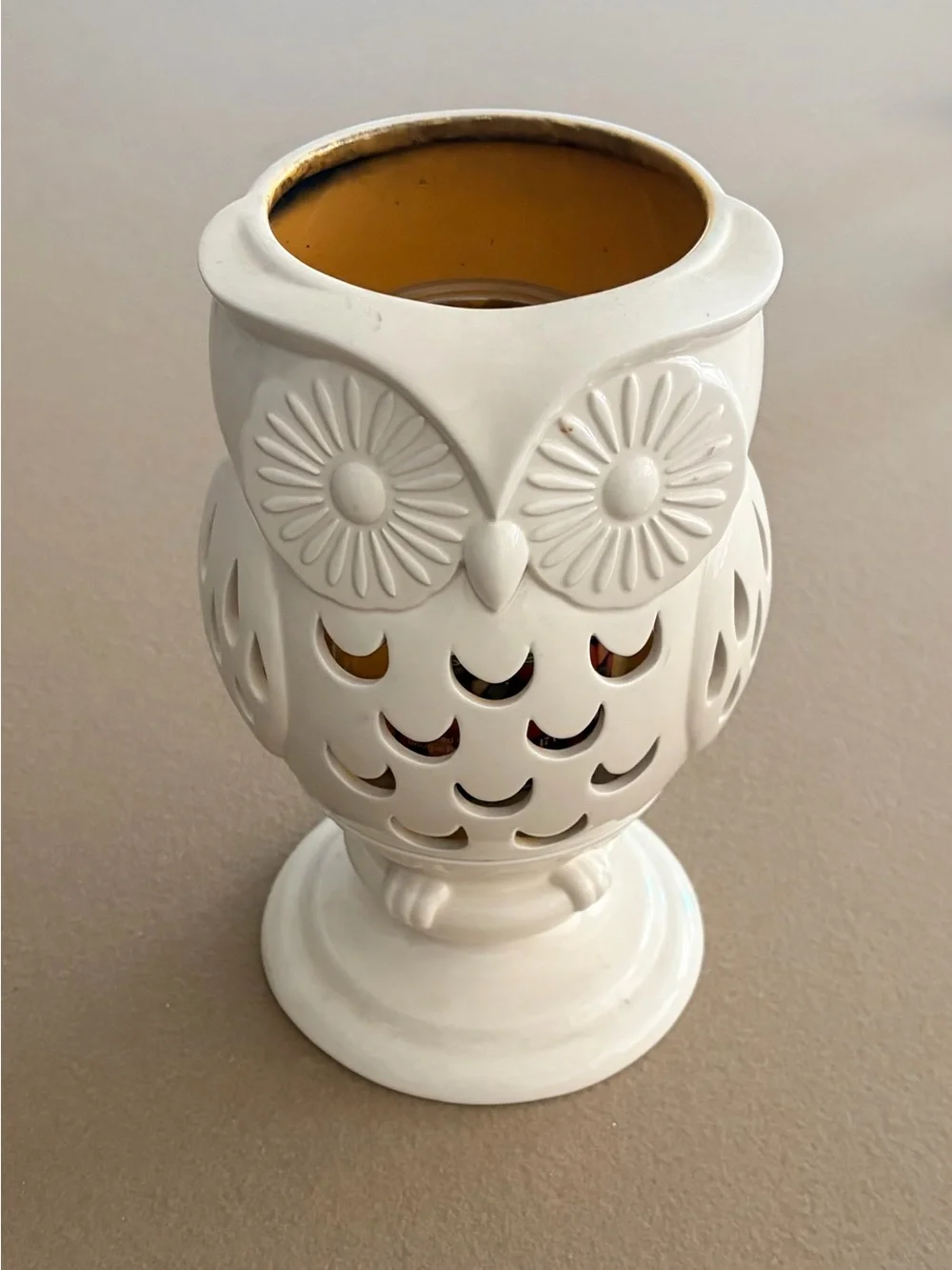Bath & Body Works Cream Owl Ceramic Lantern Wax Warmer